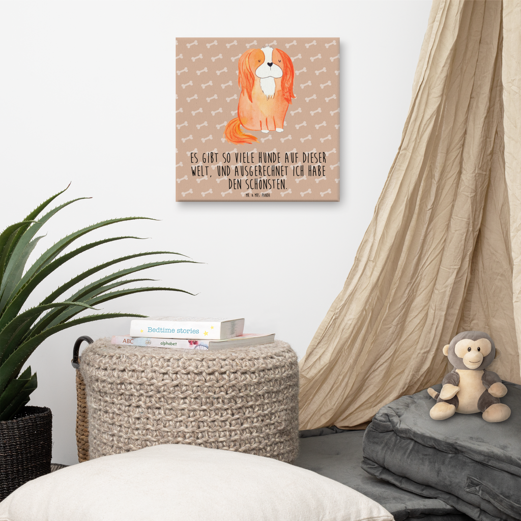 Leinwand Bild Cavalier King Charles Spaniel Leinwand, Bild, Kunstdruck, Wanddeko, Dekoration, Hund, Hundemotiv, Haustier, Hunderasse, Tierliebhaber, Hundebesitzer, Sprüche, Cavalier King Charles Spaniel, Cockerspaniel, Spaniel, Spruch, schönster Hund