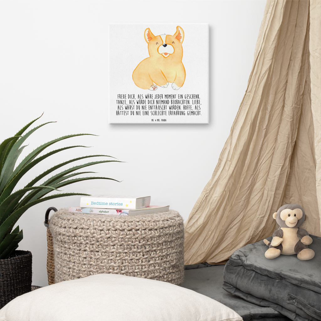 Leinwand Bild Corgie Leinwand, Bild, Kunstdruck, Wanddeko, Dekoration, Hund, Hundemotiv, Haustier, Hunderasse, Tierliebhaber, Hundebesitzer, Sprüche, Corgie, Welsh Corgie Pembroke, britisch, Motivation, Spruch, Hundespruch, Lebensfreude