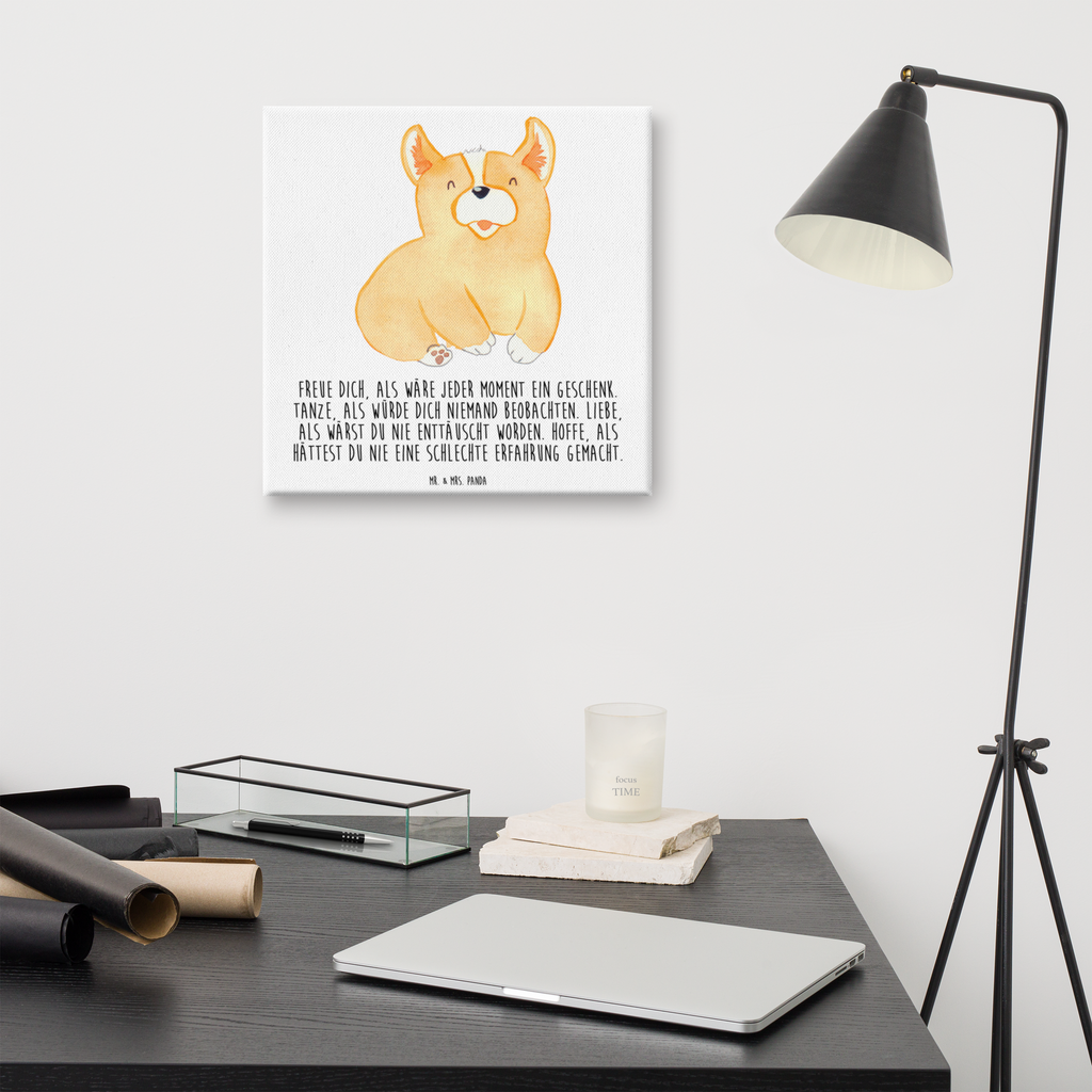 Leinwand Bild Corgie Leinwand, Bild, Kunstdruck, Wanddeko, Dekoration, Hund, Hundemotiv, Haustier, Hunderasse, Tierliebhaber, Hundebesitzer, Sprüche, Corgie, Welsh Corgie Pembroke, britisch, Motivation, Spruch, Hundespruch, Lebensfreude