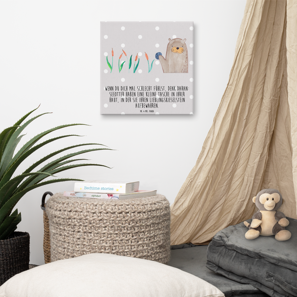 Leinwand Bild Otter mit Stein Leinwand, Bild, Kunstdruck, Wanddeko, Dekoration, Otter, Fischotter, Seeotter, Otter Seeotter See Otter