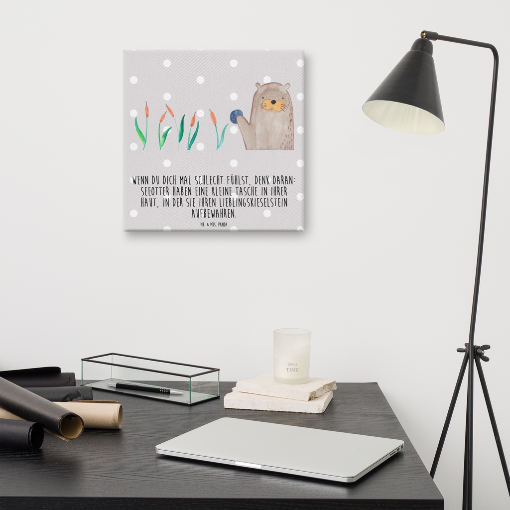 Leinwand Bild Otter mit Stein Leinwand, Bild, Kunstdruck, Wanddeko, Dekoration, Otter, Fischotter, Seeotter, Otter Seeotter See Otter