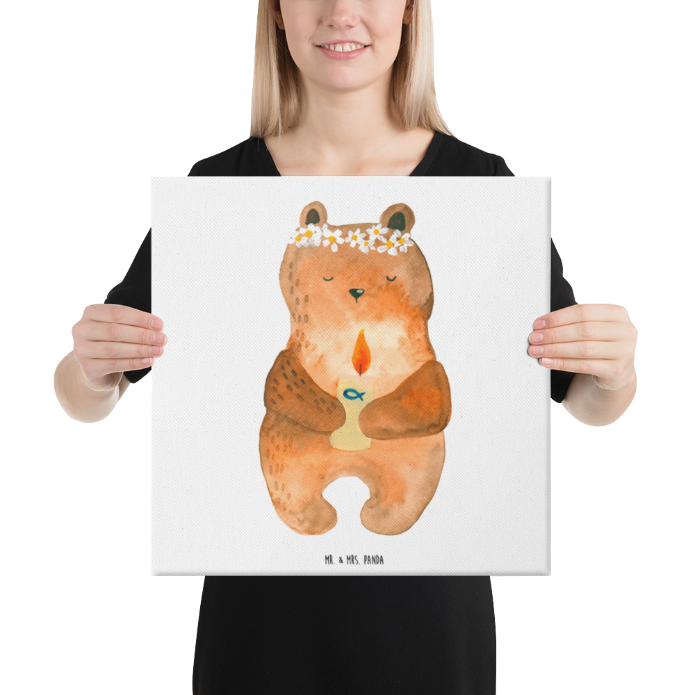 Leinwand Bild Kommunion-Bär Leinwand, Bild, Kunstdruck, Wanddeko, Dekoration, Bär, Teddy, Teddybär, Kommunion, Gottes Segen, Taufkerze, katholisch
