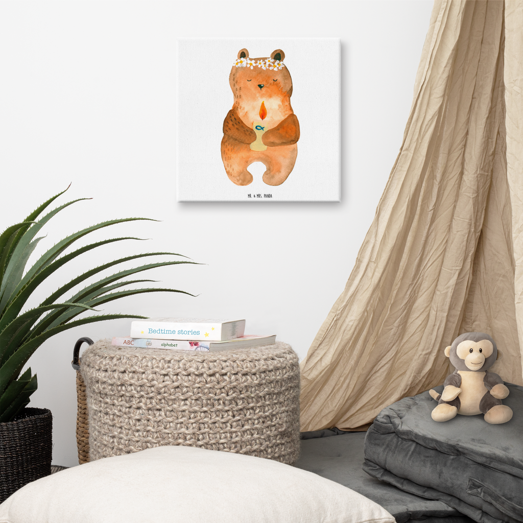 Leinwand Bild Kommunion-Bär Leinwand, Bild, Kunstdruck, Wanddeko, Dekoration, Bär, Teddy, Teddybär, Kommunion, Gottes Segen, Taufkerze, katholisch