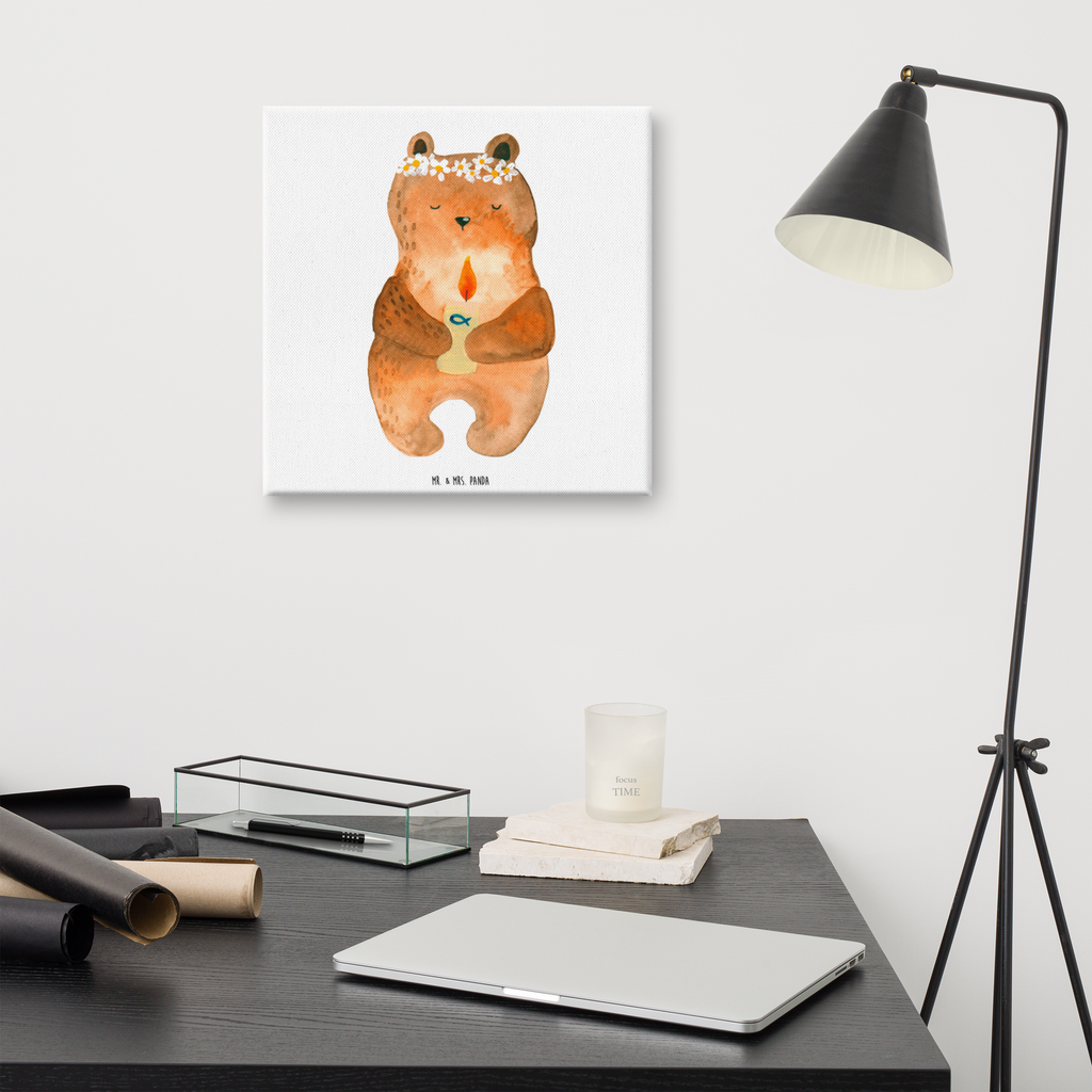 Leinwand Bild Kommunion-Bär Leinwand, Bild, Kunstdruck, Wanddeko, Dekoration, Bär, Teddy, Teddybär, Kommunion, Gottes Segen, Taufkerze, katholisch