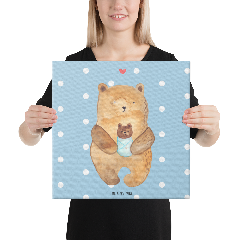 Leinwand Bild Bär mit Baby Leinwand, Bild, Kunstdruck, Wanddeko, Dekoration, Bär, Teddy, Teddybär, Eltern, Mutter, Baby, Taufe, Geburt, Nichte, Neffe, Enkel, Enkelin, Täufling, Geburtstag, Glückwunsch