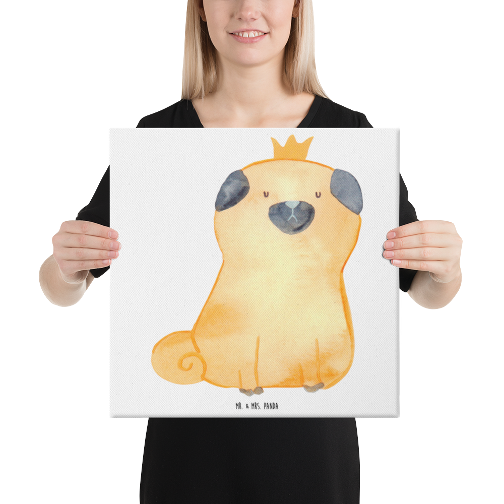 Leinwand Bild Mops Krone Leinwand, Bild, Kunstdruck, Wanddeko, Dekoration, Hund, Hundemotiv, Haustier, Hunderasse, Tierliebhaber, Hundebesitzer, Sprüche, Mops, allergisch, kinderlos, Hausregel, Hundebesitzer. Spruch, lustig