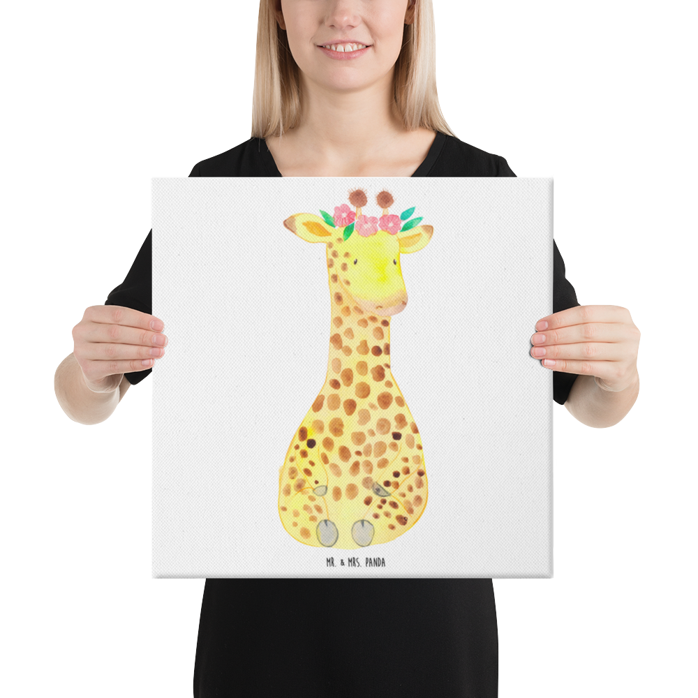 Leinwand Bild Giraffe Blumenkranz Leinwand, Bild, Kunstdruck, Wanddeko, Dekoration, Afrika, Wildtiere, Giraffe, Blumenkranz, Abenteurer, Selbstliebe, Freundin