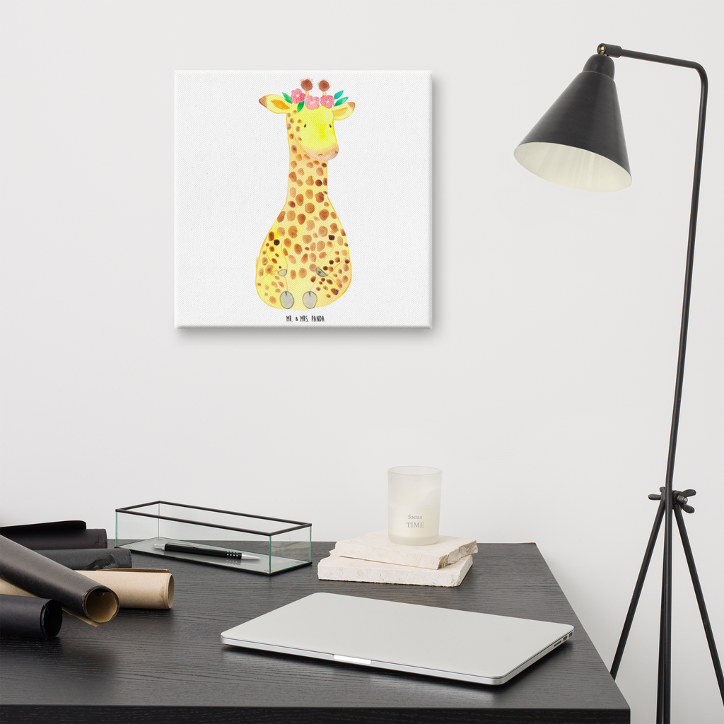 Leinwand Bild Giraffe Blumenkranz Leinwand, Bild, Kunstdruck, Wanddeko, Dekoration, Afrika, Wildtiere, Giraffe, Blumenkranz, Abenteurer, Selbstliebe, Freundin