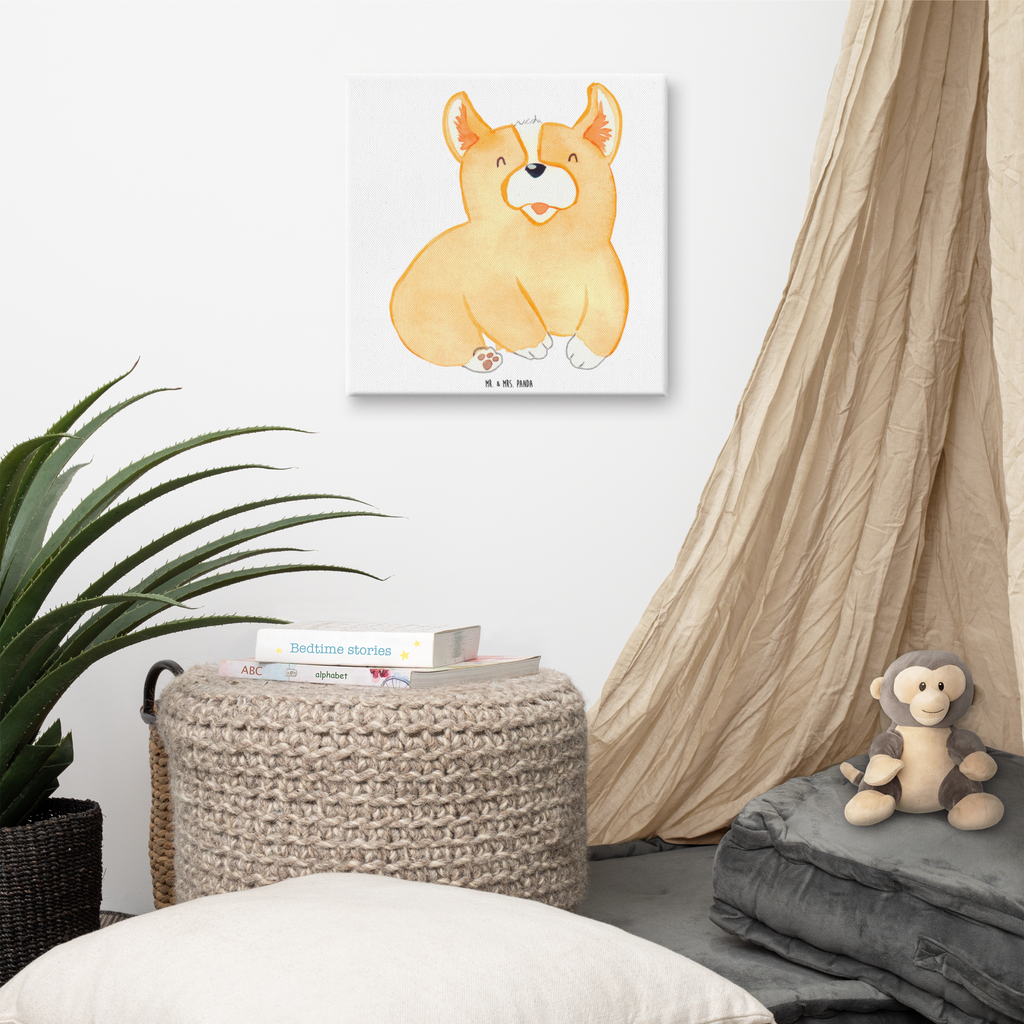Leinwand Bild Corgie Leinwand, Bild, Kunstdruck, Wanddeko, Dekoration, Hund, Hundemotiv, Haustier, Hunderasse, Tierliebhaber, Hundebesitzer, Sprüche, Corgie, Welsh Corgie Pembroke, britisch, Motivation, Spruch, Hundespruch, Lebensfreude