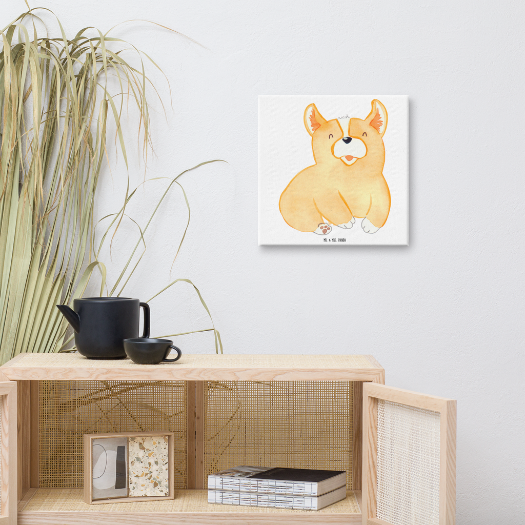 Leinwand Bild Corgie Leinwand, Bild, Kunstdruck, Wanddeko, Dekoration, Hund, Hundemotiv, Haustier, Hunderasse, Tierliebhaber, Hundebesitzer, Sprüche, Corgie, Welsh Corgie Pembroke, britisch, Motivation, Spruch, Hundespruch, Lebensfreude