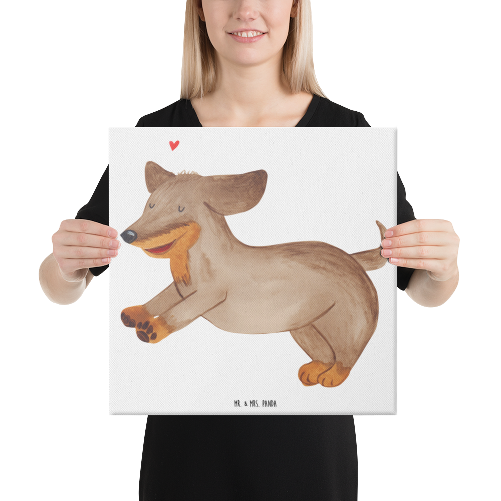 Leinwand Bild Hund Dackel fröhlich Leinwand, Bild, Kunstdruck, Wanddeko, Dekoration, Hund, Hundemotiv, Haustier, Hunderasse, Tierliebhaber, Hundebesitzer, Sprüche, Hunde, Dackel, Dachshund, happy dog