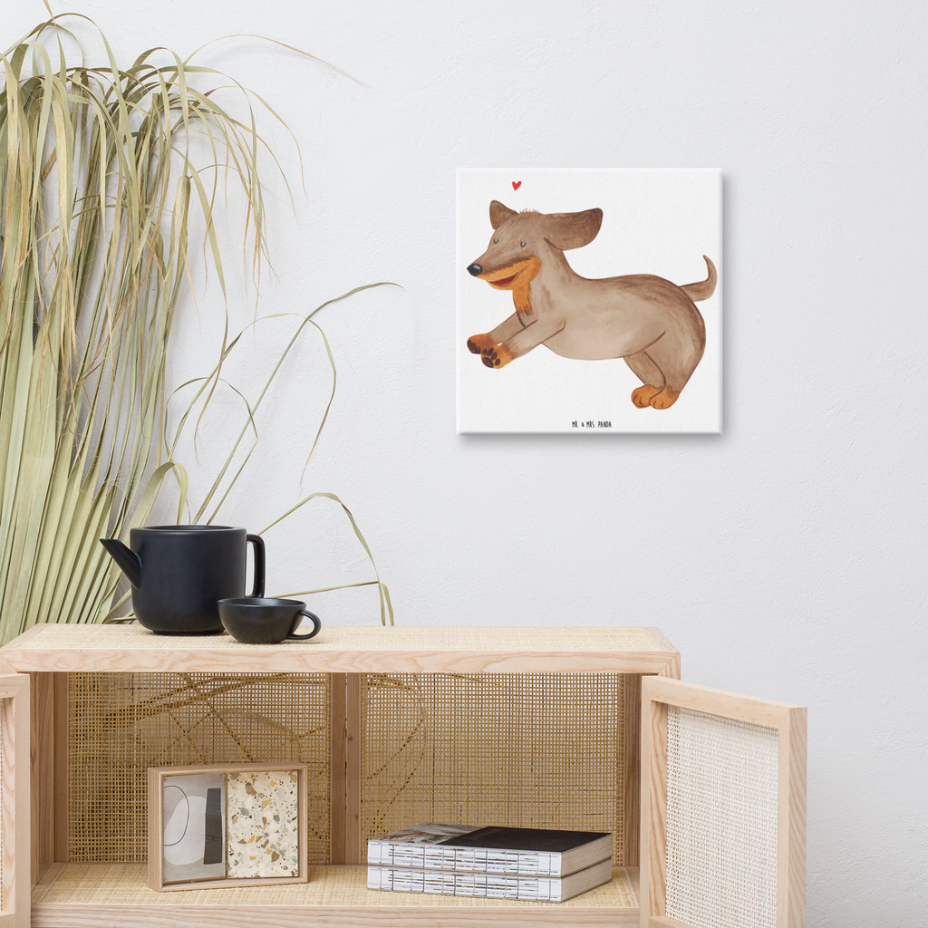 Leinwand Bild Hund Dackel fröhlich Leinwand, Bild, Kunstdruck, Wanddeko, Dekoration, Hund, Hundemotiv, Haustier, Hunderasse, Tierliebhaber, Hundebesitzer, Sprüche, Hunde, Dackel, Dachshund, happy dog