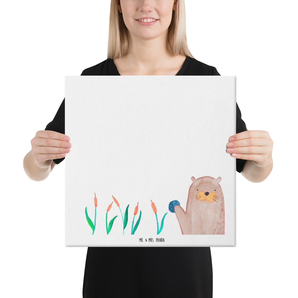 Leinwand Bild Otter mit Stein Leinwand, Bild, Kunstdruck, Wanddeko, Dekoration, Otter, Fischotter, Seeotter, Otter Seeotter See Otter