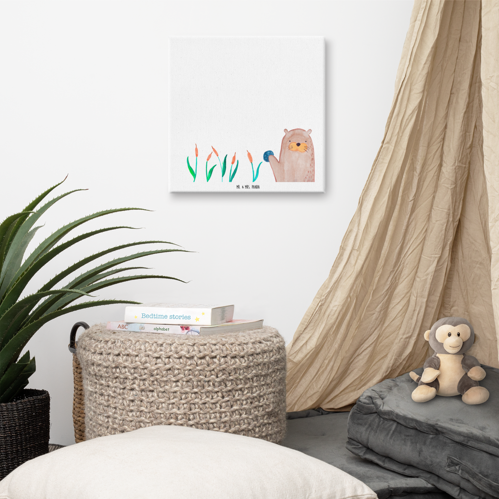 Leinwand Bild Otter mit Stein Leinwand, Bild, Kunstdruck, Wanddeko, Dekoration, Otter, Fischotter, Seeotter, Otter Seeotter See Otter