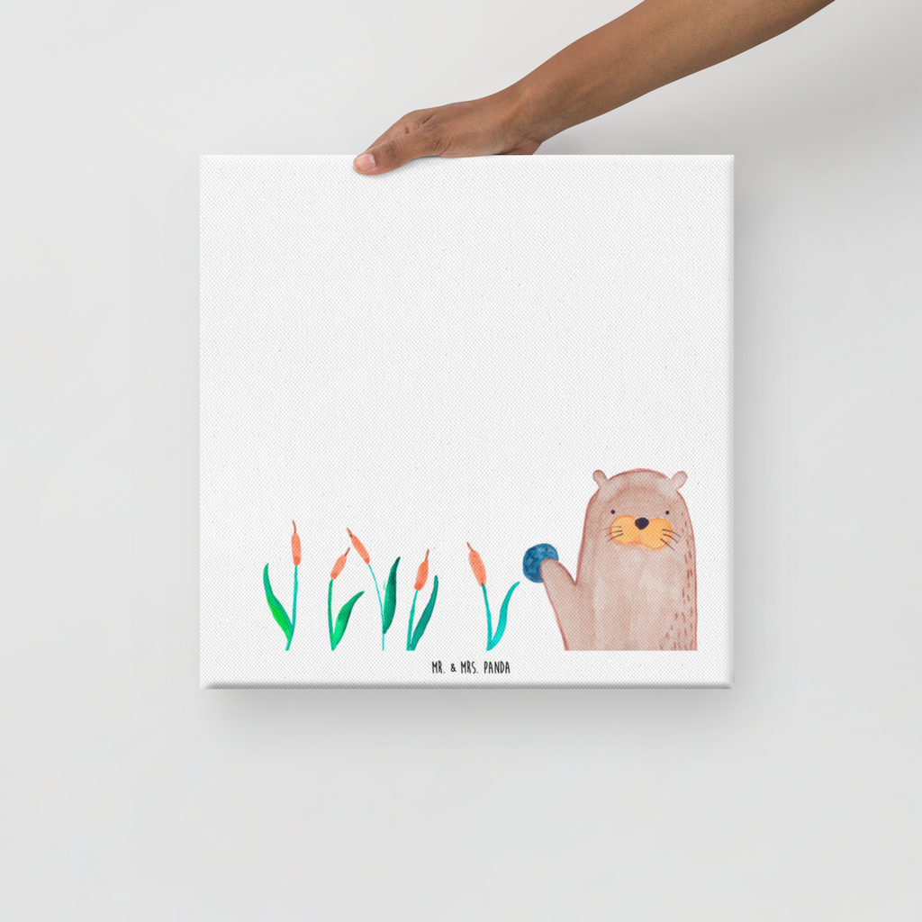 Leinwand Bild Otter mit Stein Leinwand, Bild, Kunstdruck, Wanddeko, Dekoration, Otter, Fischotter, Seeotter, Otter Seeotter See Otter