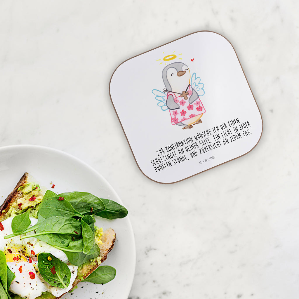 Quadratische Untersetzer Pinguin Konfirmation Bierdeckel, Glasuntersetzer, Untersetzer Gläser, Getränkeuntersetzer, Konfirmation, Kommunion, Jugendweihe, Konfirmation Geschenk, Schutzengel, Zuversicht, Vertrauen