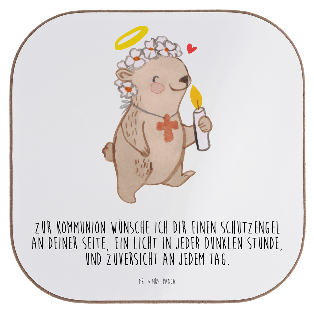 Quadratische Untersetzer Bär Kommunion Mädchen Bierdeckel, Glasuntersetzer, Untersetzer Gläser, Getränkeuntersetzer, Konfirmation, Kommunion, Jugendweihe, Konfirmation Geschenk, Kommunion Geschenk, Kommunion Dankeschön, Glauben, Liebe, Gott, Gläubig