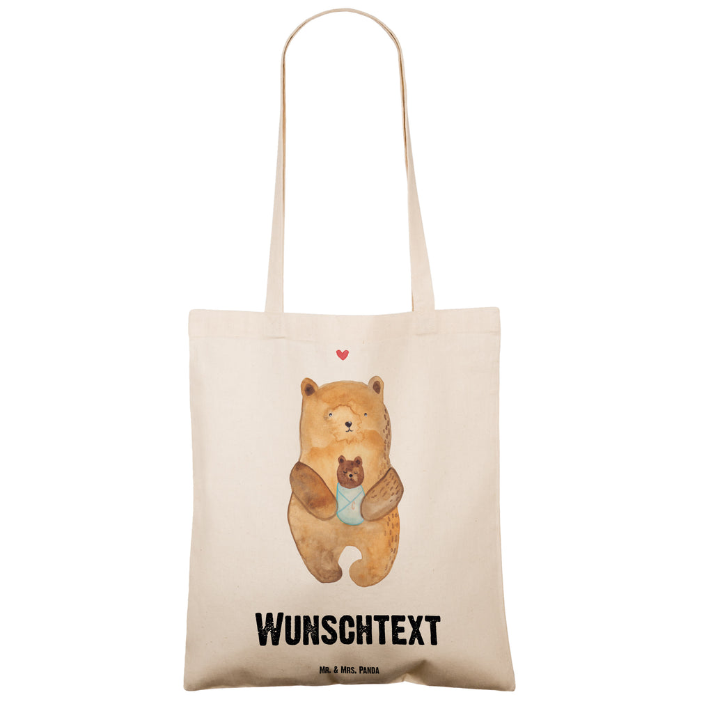Personalisierte Tragetasche Bär mit Baby Personalisierte Beuteltasche, Personalisierter Beutel, Personalisierte Einkaufstasche, Personalisierter Jutebeutel, Personalisierter Stoffbeutel, Tragetasche mit Namen, Einkaufstasche mit Namen, Stoffbeutel mit Namen, Personalisierte Tasche, Personalisierte Jutetasche, Personalisierte Kindergartentasche, Bär, Teddy, Teddybär, Eltern, Mutter, Baby, Taufe, Geburt, Nichte, Neffe, Enkel, Enkelin, Täufling, Geburtstag, Glückwunsch