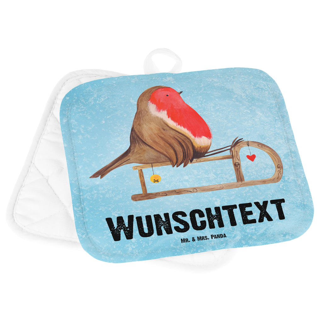 Personalisierte Topflappen Rotkehlchen Schlitten Topflappen personalisiert, Personalisierte Topfuntersetzer, Personalisierter Ofenhandschuh, Topflappen Set personalisiert, Topflappen mit Namen, Namensaufdruck, Winter, Weihnachten, Weihnachtsdeko, Nikolaus, Advent, Heiligabend, Wintermotiv, Schlitten, Vogel