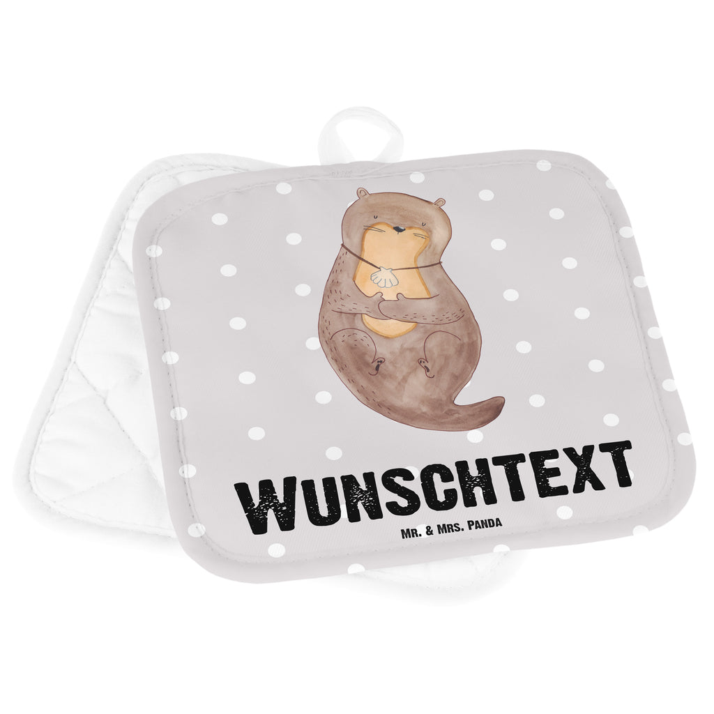 Personalisierte Topflappen Otter mit Muschelmedaillon Topflappen personalisiert, Personalisierte Topfuntersetzer, Personalisierter Ofenhandschuh, Topflappen Set personalisiert, Topflappen mit Namen, Namensaufdruck, Otter, Fischotter, Seeotter, Otterliebe, grübeln, träumen, Motivation, Tagträumen, Büro
