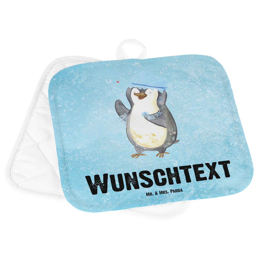 Personalisierte Topflappen Pinguin duscht Topflappen personalisiert, Personalisierte Topfuntersetzer, Personalisierter Ofenhandschuh, Topflappen Set personalisiert, Topflappen mit Namen, Namensaufdruck, Pinguin, Pinguine, Dusche, duschen, Lebensmotto, Motivation, Neustart, Neuanfang, glücklich sein