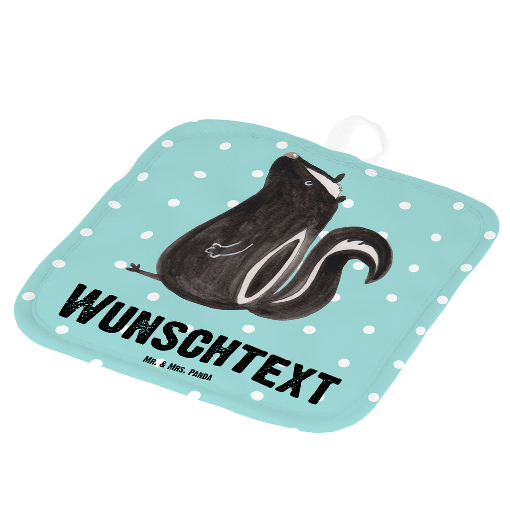 Personalisierte Topflappen Stinktier sitzend Topflappen personalisiert, Personalisierte Topfuntersetzer, Personalisierter Ofenhandschuh, Topflappen Set personalisiert, Topflappen mit Namen, Namensaufdruck, Stinktier, Skunk, Wildtier, Raubtier, Stinker, Stinki, Spruch, Büro, Recht, Besserwisser