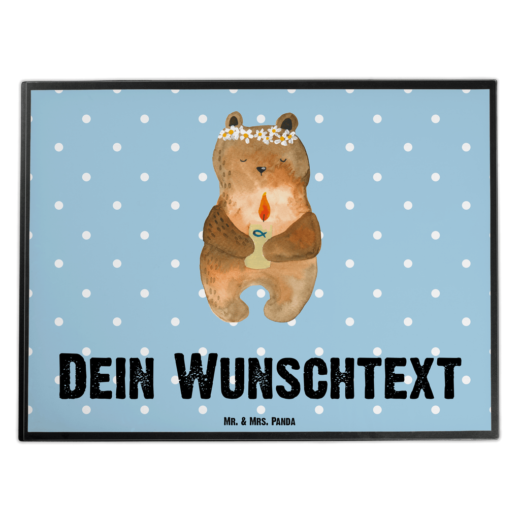Personalisierte Schreibtischunterlage Kommunion-Bär Personalisierte Schreibunterlage, Personalisierte Schreibtischauflage, Personalisierte Schreibtisch Unterlagen, Schreibunterlage mit Namen, Schreibtischauflage  mit Namen, Schreibtisch Unterlagen mit Namen, Selbst gestalten, Namensaufdruck, Namenspersonalisierung, Bär, Teddy, Teddybär, Kommunion, Gottes Segen, Taufkerze, katholisch
