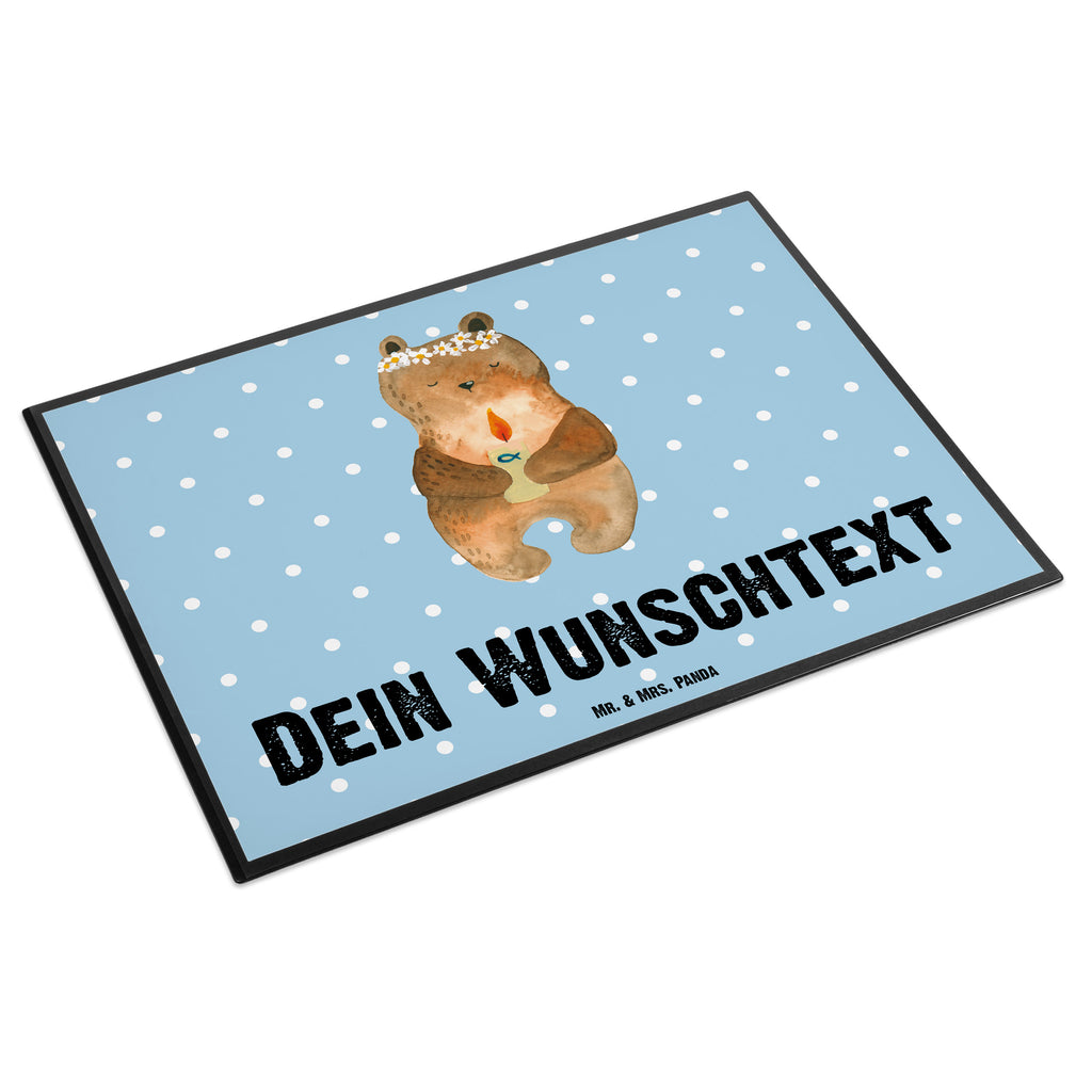 Personalisierte Schreibtischunterlage Kommunion-Bär Personalisierte Schreibunterlage, Personalisierte Schreibtischauflage, Personalisierte Schreibtisch Unterlagen, Schreibunterlage mit Namen, Schreibtischauflage  mit Namen, Schreibtisch Unterlagen mit Namen, Selbst gestalten, Namensaufdruck, Namenspersonalisierung, Bär, Teddy, Teddybär, Kommunion, Gottes Segen, Taufkerze, katholisch