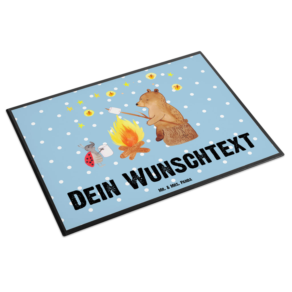 Personalisierte Schreibtischunterlage Bär & Marienkäfer Lagerfeuer Personalisierte Schreibunterlage, Personalisierte Schreibtischauflage, Personalisierte Schreibtisch Unterlagen, Schreibunterlage mit Namen, Schreibtischauflage  mit Namen, Schreibtisch Unterlagen mit Namen, Selbst gestalten, Namensaufdruck, Namenspersonalisierung, Bär, Teddy, Teddybär, Lagerfeuer