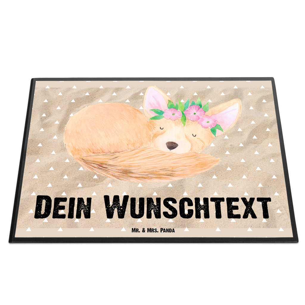 Personalisierte Schreibtischunterlage Wüstenfuchs Blumenkranz Personalisierte Schreibunterlage, Personalisierte Schreibtischauflage, Personalisierte Schreibtisch Unterlagen, Schreibunterlage mit Namen, Schreibtischauflage  mit Namen, Schreibtisch Unterlagen mit Namen, Selbst gestalten, Namensaufdruck, Namenspersonalisierung, Afrika, Wildtiere, Wüste, Wüstenfuchs, Blumen, Blumenkranz, Glücklich