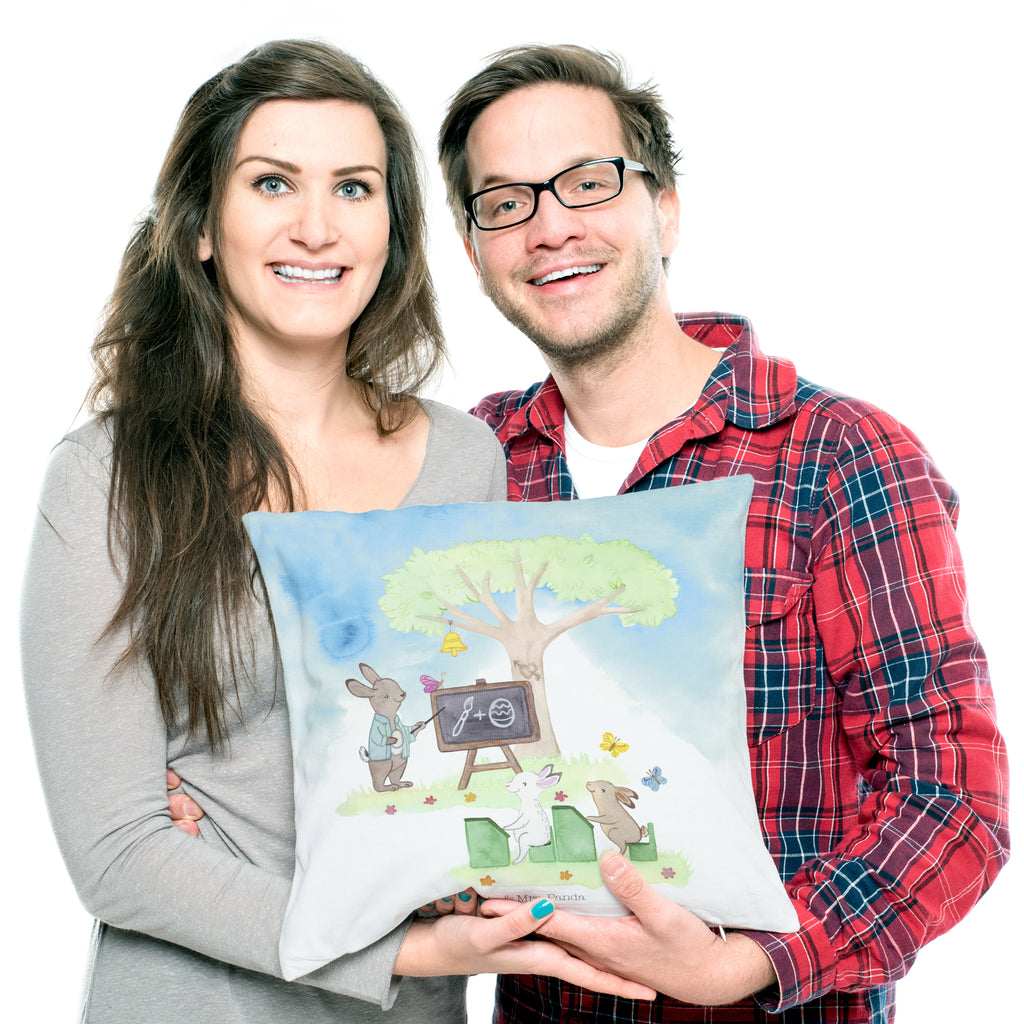 40x40 Kissen Osterhasenschule Kissenhülle, Kopfkissen, Sofakissen, Dekokissen, Motivkissen, Ostern, Osterhase, Ostergeschenke, Osternest, Osterdeko, Geschenk zu Ostern