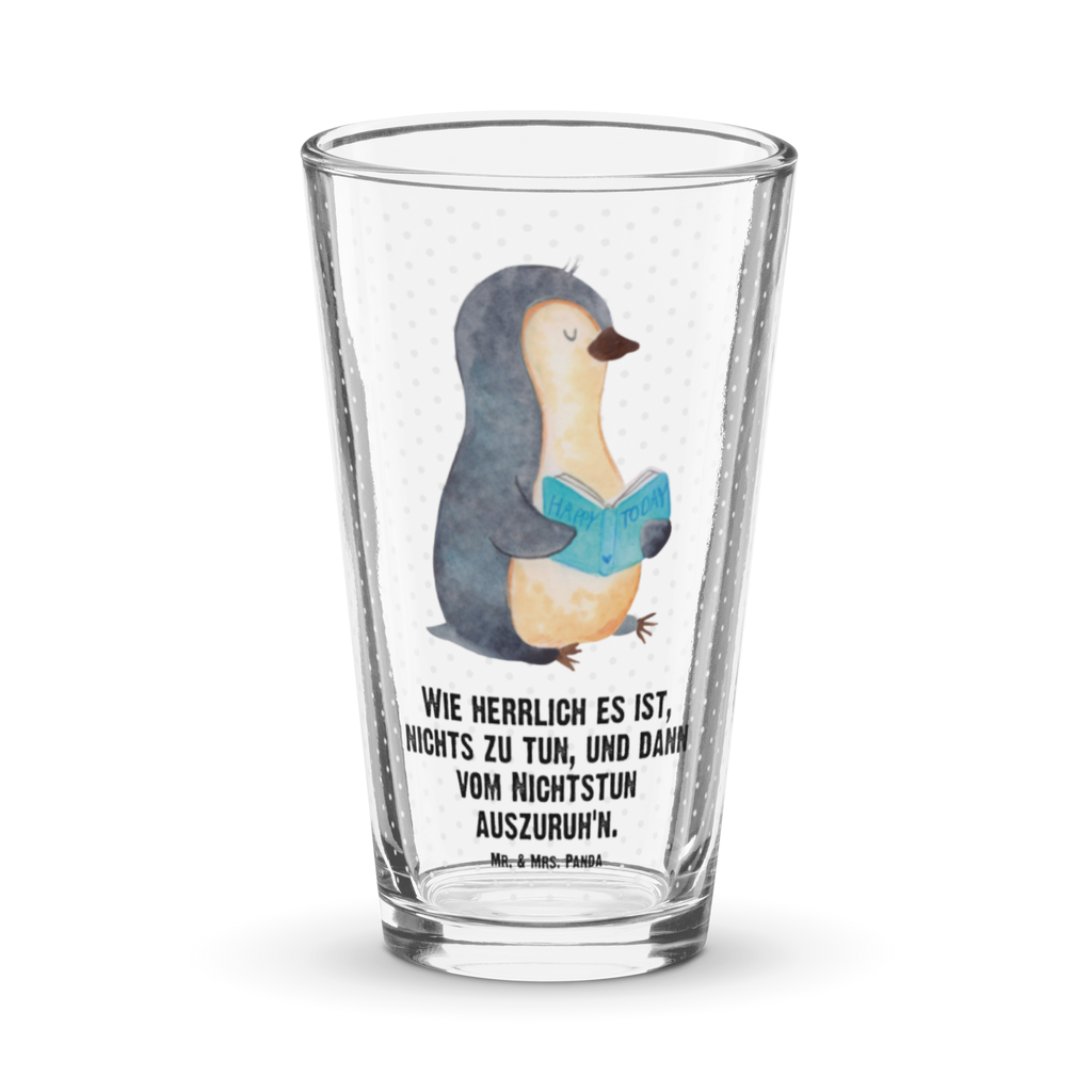Premium Trinkglas Pinguin Buch Trinkglas, Glas, Pint Glas, Bierglas, Cocktail Glas, Wasserglas, Pinguin, Pinguine, Buch, Lesen, Bücherwurm, Nichtstun, Faulenzen, Ferien, Urlaub, Freizeit