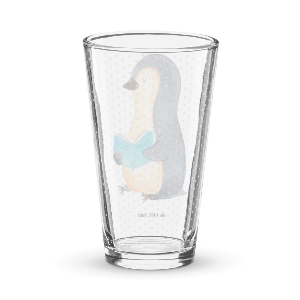 Premium Trinkglas Pinguin Buch Trinkglas, Glas, Pint Glas, Bierglas, Cocktail Glas, Wasserglas, Pinguin, Pinguine, Buch, Lesen, Bücherwurm, Nichtstun, Faulenzen, Ferien, Urlaub, Freizeit