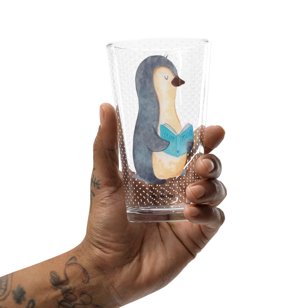 Premium Trinkglas Pinguin Buch Trinkglas, Glas, Pint Glas, Bierglas, Cocktail Glas, Wasserglas, Pinguin, Pinguine, Buch, Lesen, Bücherwurm, Nichtstun, Faulenzen, Ferien, Urlaub, Freizeit