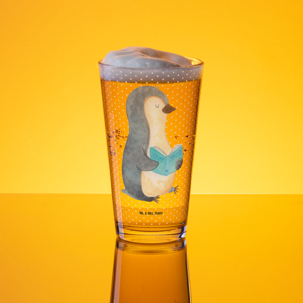 Premium Trinkglas Pinguin Buch Trinkglas, Glas, Pint Glas, Bierglas, Cocktail Glas, Wasserglas, Pinguin, Pinguine, Buch, Lesen, Bücherwurm, Nichtstun, Faulenzen, Ferien, Urlaub, Freizeit