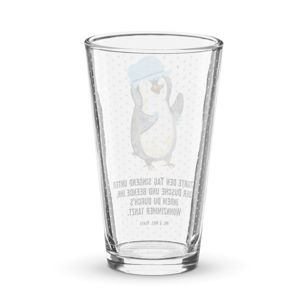 Premium Trinkglas Pinguin duscht Trinkglas, Glas, Pint Glas, Bierglas, Cocktail Glas, Wasserglas, Pinguin, Pinguine, Dusche, duschen, Lebensmotto, Motivation, Neustart, Neuanfang, glücklich sein