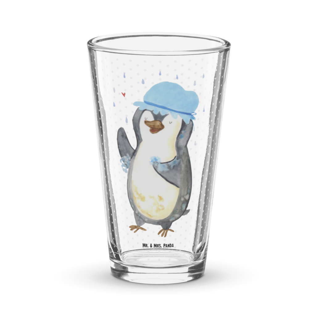 Premium Trinkglas Pinguin duscht Trinkglas, Glas, Pint Glas, Bierglas, Cocktail Glas, Wasserglas, Pinguin, Pinguine, Dusche, duschen, Lebensmotto, Motivation, Neustart, Neuanfang, glücklich sein