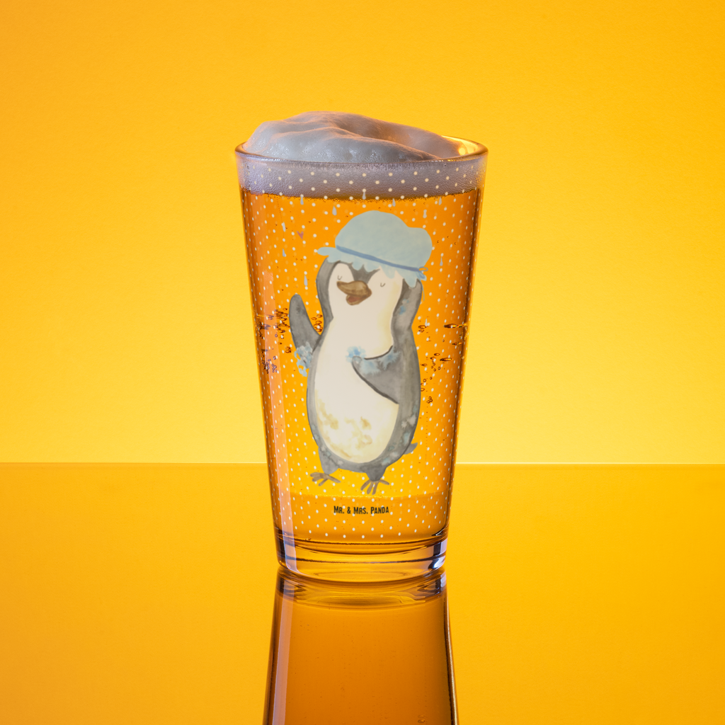 Premium Trinkglas Pinguin duscht Trinkglas, Glas, Pint Glas, Bierglas, Cocktail Glas, Wasserglas, Pinguin, Pinguine, Dusche, duschen, Lebensmotto, Motivation, Neustart, Neuanfang, glücklich sein