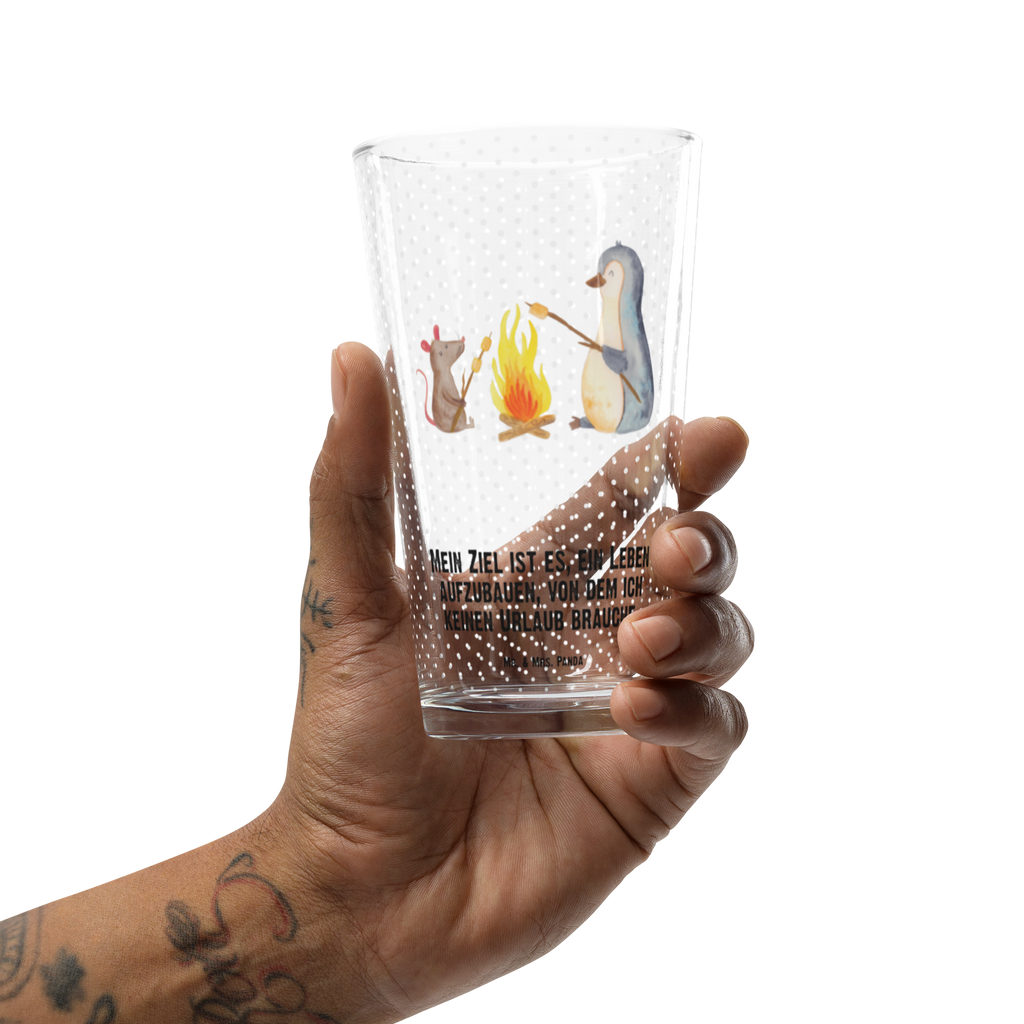 Premium Trinkglas Pinguin Lagerfeuer Trinkglas, Glas, Pint Glas, Bierglas, Cocktail Glas, Wasserglas, Pinguin, Maus, Pinguine, Lagerfeuer, Leben, Arbeit, Job, Motivation, Büro, Büroalltag, Lebensspruch, Lebensmotivation, Neustart, Liebe, grillen, Feuer, Marshmallows