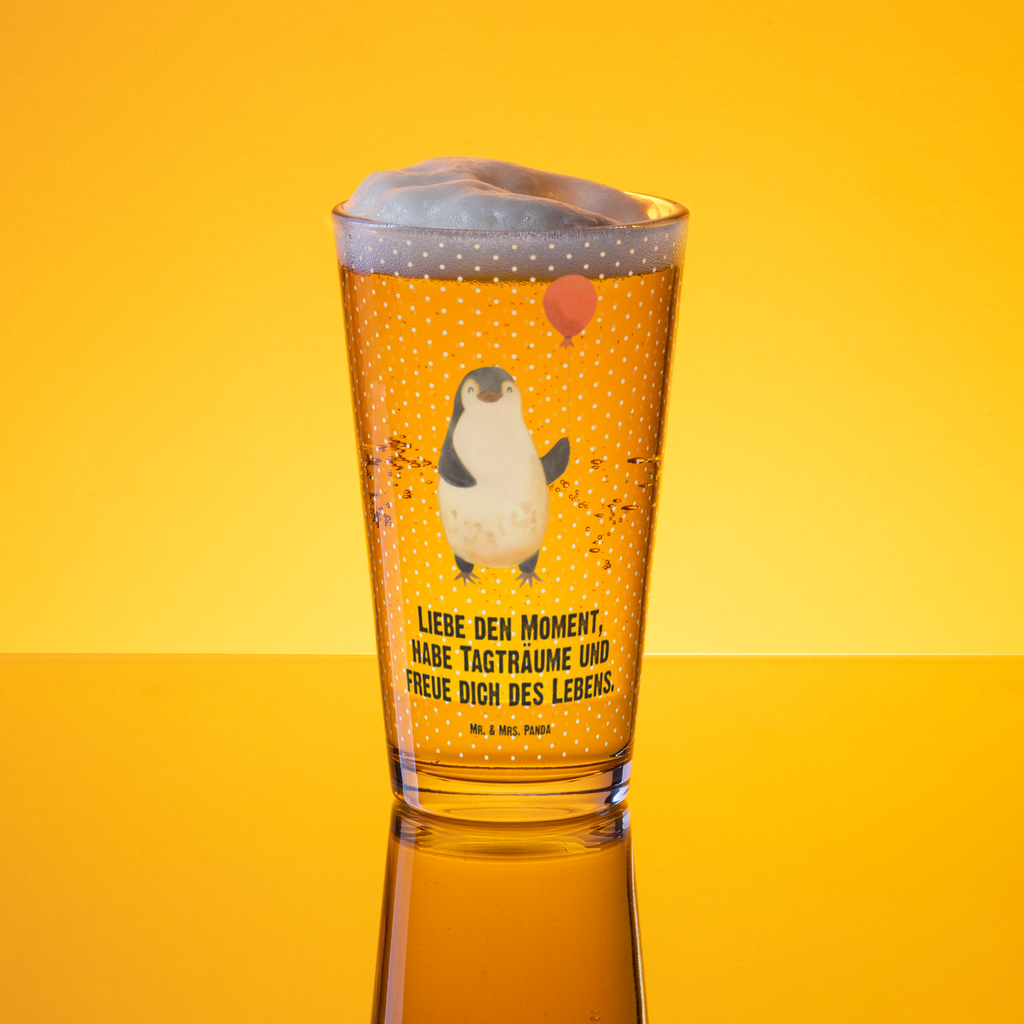 Premium Trinkglas Pinguin Luftballon Trinkglas, Glas, Pint Glas, Bierglas, Cocktail Glas, Wasserglas, Pinguin, Pinguine, Luftballon, Tagträume, Lebenslust, Geschenk Freundin, Geschenkidee, beste Freundin, Motivation, Neustart, neues Leben, Liebe, Glück