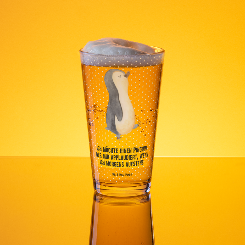 Premium Trinkglas Pinguin marschierend Trinkglas, Glas, Pint Glas, Bierglas, Cocktail Glas, Wasserglas, Pinguin, Pinguine, Frühaufsteher, Langschläfer, Bruder, Schwester, Familie