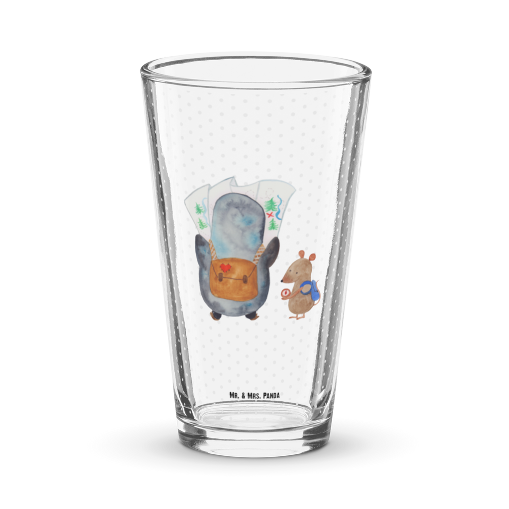 Premium Trinkglas Pinguin & Maus Wanderer Trinkglas, Glas, Pint Glas, Bierglas, Cocktail Glas, Wasserglas, Pinguin, Pinguine, Abenteurer, Abenteuer, Roadtrip, Ausflug, Wanderlust, wandern