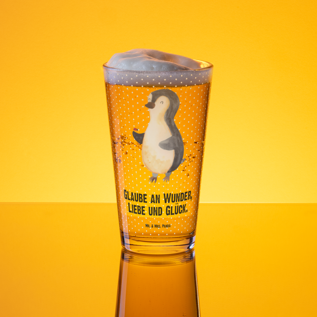 Premium Trinkglas Pinguin Marienkäfer Trinkglas, Glas, Pint Glas, Bierglas, Cocktail Glas, Wasserglas, Pinguin, Pinguine, Marienkäfer, Liebe, Wunder, Glück, Freude, Lebensfreude