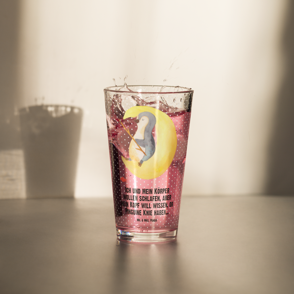 Premium Trinkglas Pinguin Mond Trinkglas, Glas, Pint Glas, Bierglas, Cocktail Glas, Wasserglas, Pinguin, Pinguine, Spruch, schlafen, Nachtruhe, Einschlafen, Schlafzimmer, Schlafstörungen, Gästezimmer