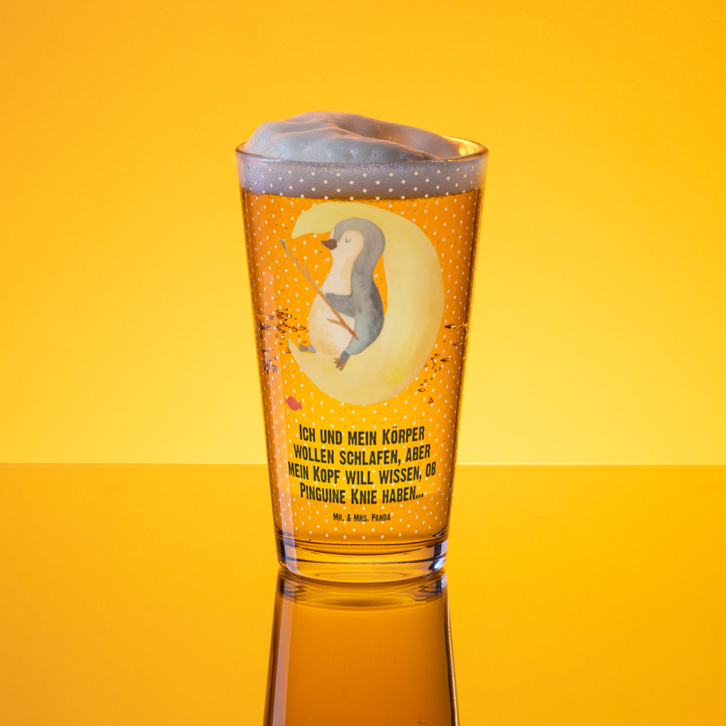 Premium Trinkglas Pinguin Mond Trinkglas, Glas, Pint Glas, Bierglas, Cocktail Glas, Wasserglas, Pinguin, Pinguine, Spruch, schlafen, Nachtruhe, Einschlafen, Schlafzimmer, Schlafstörungen, Gästezimmer