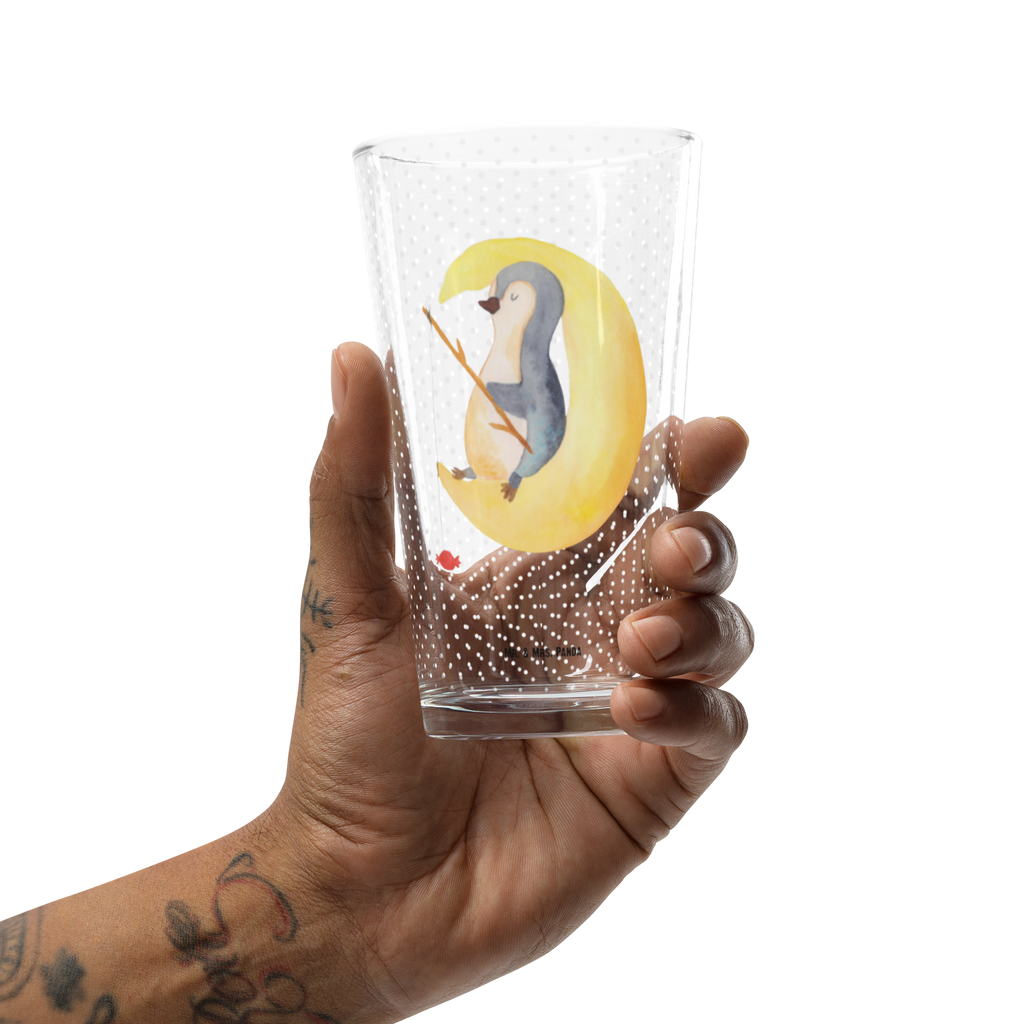 Premium Trinkglas Pinguin Mond Trinkglas, Glas, Pint Glas, Bierglas, Cocktail Glas, Wasserglas, Pinguin, Pinguine, Spruch, schlafen, Nachtruhe, Einschlafen, Schlafzimmer, Schlafstörungen, Gästezimmer