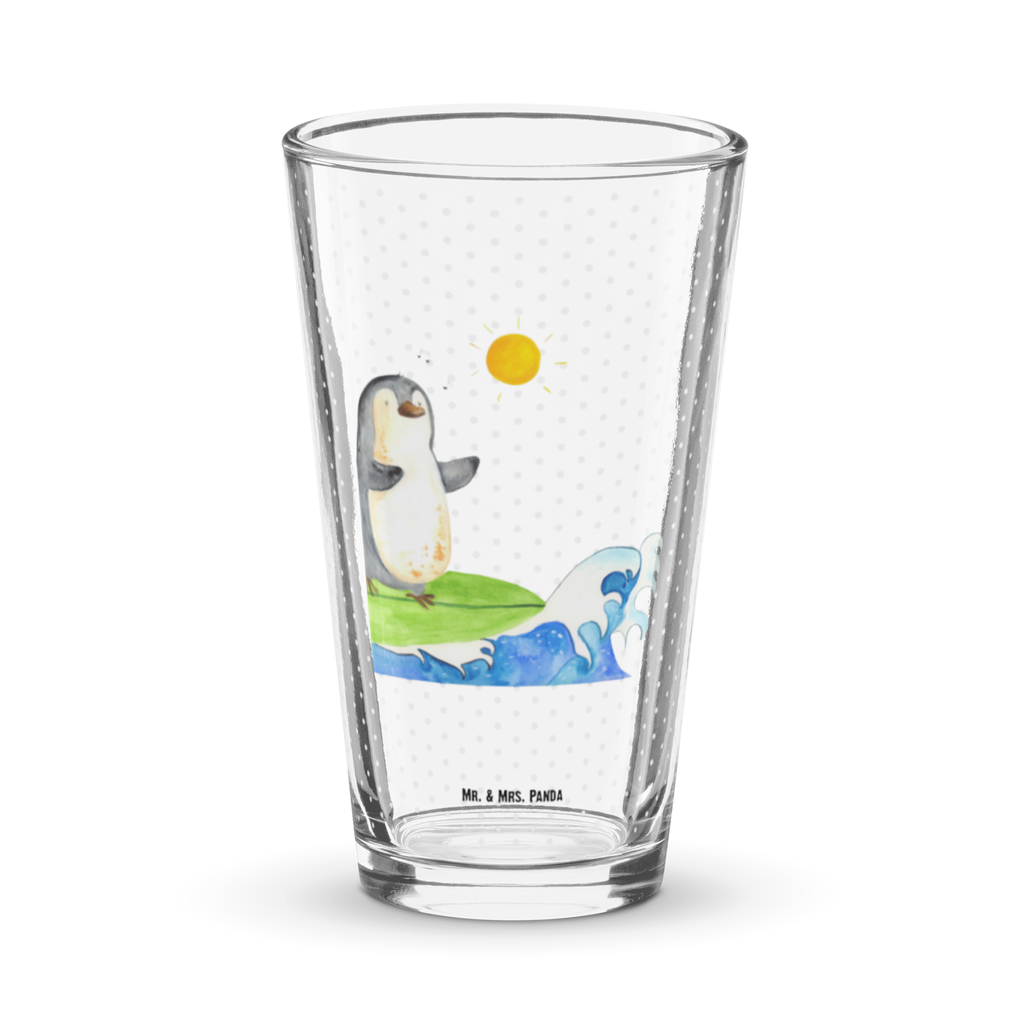 Premium Trinkglas Pinguin Surfer Trinkglas, Glas, Pint Glas, Bierglas, Cocktail Glas, Wasserglas, Pinguin, Pinguine, surfen, Surfer, Hawaii, Urlaub, Wellen, Wellen reiten, Portugal