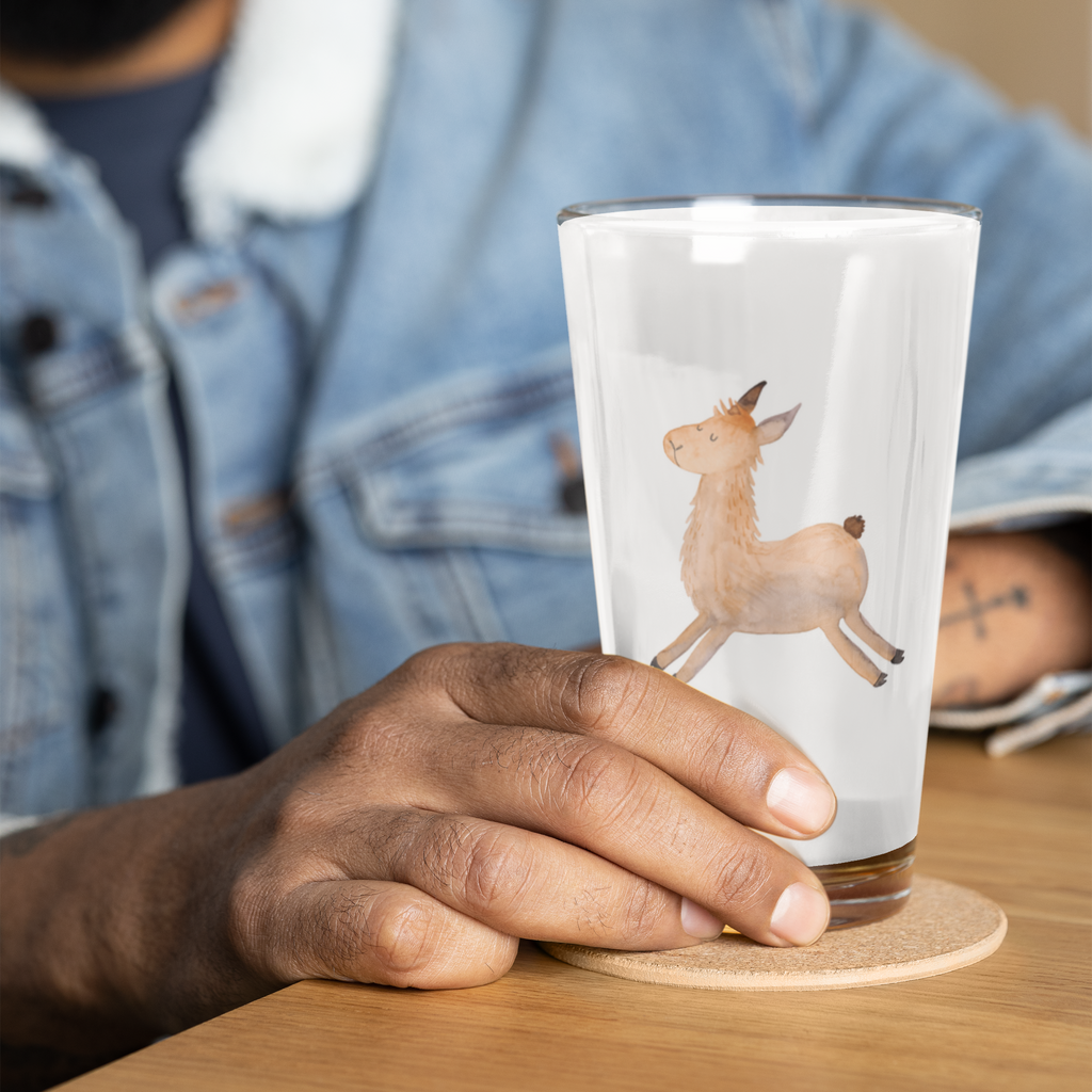 Premium Trinkglas Lama springend Trinkglas, Glas, Pint Glas, Bierglas, Cocktail Glas, Wasserglas, Lama, Alpaka, Lamas, Lieblingstag, Happy day, fröhlich, Glück, Freundin, Liebeskummer, Neustart, guten Morgen, Start, Prüfung, Abitur