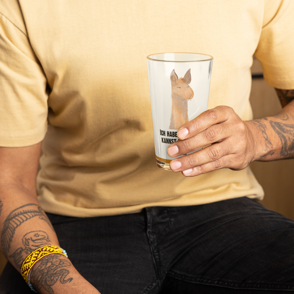 Premium Trinkglas Lamakopf genervt Trinkglas, Glas, Pint Glas, Bierglas, Cocktail Glas, Wasserglas, Lama, Alpaka, Lamas, Recht haben, genervt sein, Freundin, beste Freundin, Partnerin, Büro, Büroalltag, Chef, Chefin, Azubi