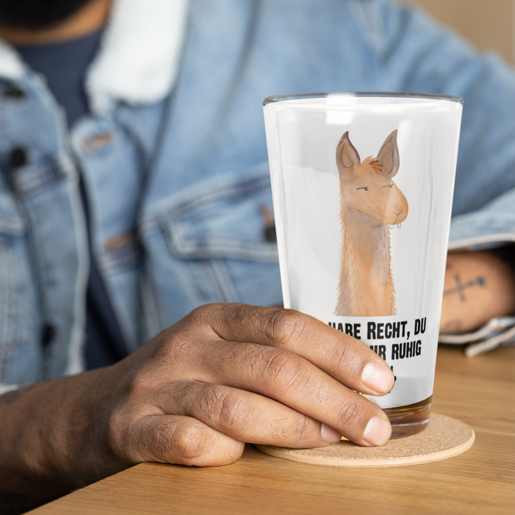 Premium Trinkglas Lamakopf genervt Trinkglas, Glas, Pint Glas, Bierglas, Cocktail Glas, Wasserglas, Lama, Alpaka, Lamas, Recht haben, genervt sein, Freundin, beste Freundin, Partnerin, Büro, Büroalltag, Chef, Chefin, Azubi